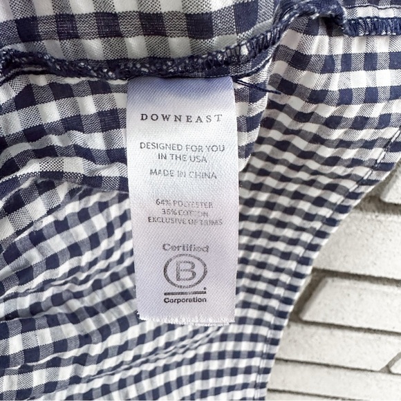 Downeast Navy Gingham Tiered Midi Dress XXL Short Sleeve Cottagecore Preppy - Picture 6 of 11